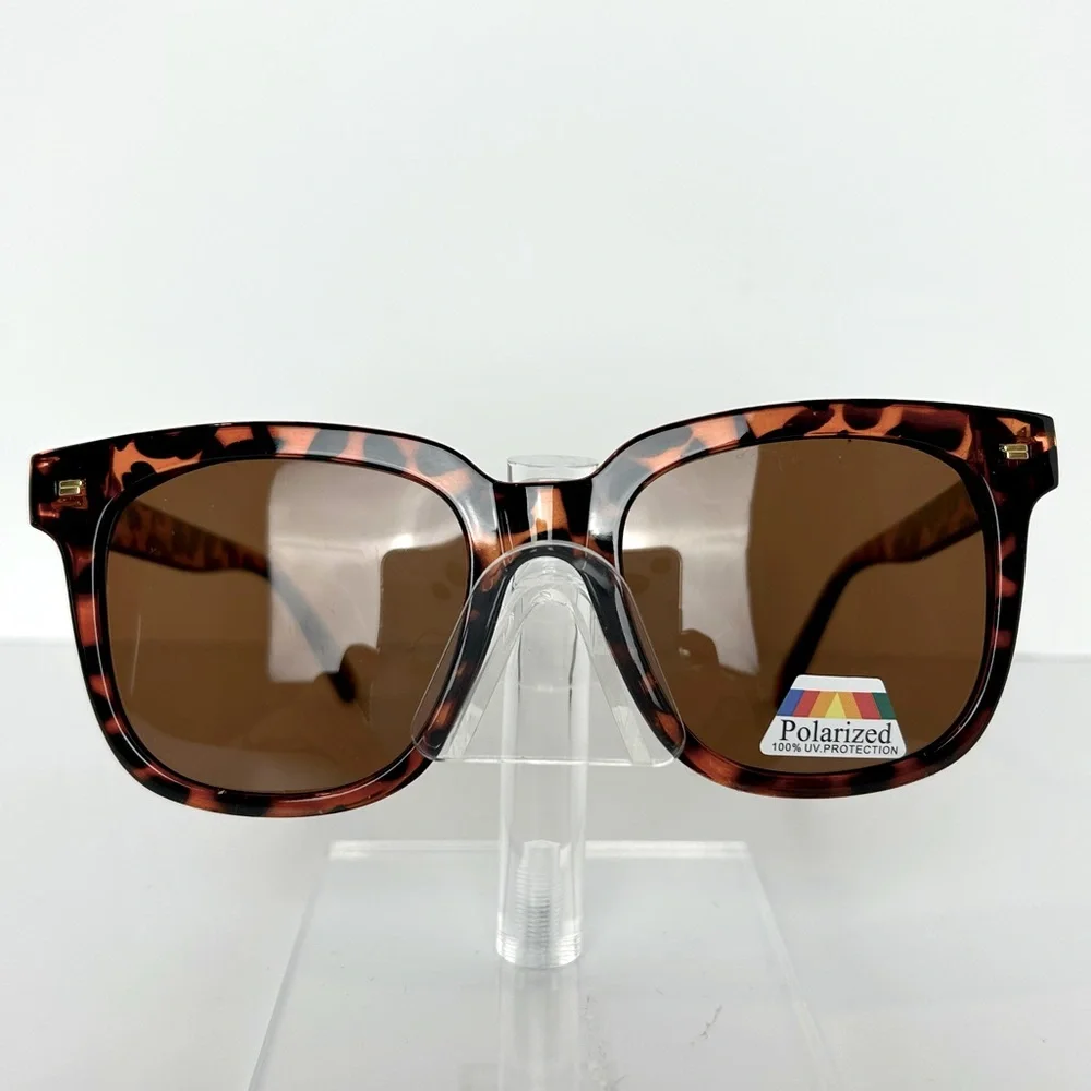 Sunglasses Women's Leopard/Brown Oversized Polarized Square Shades NEW